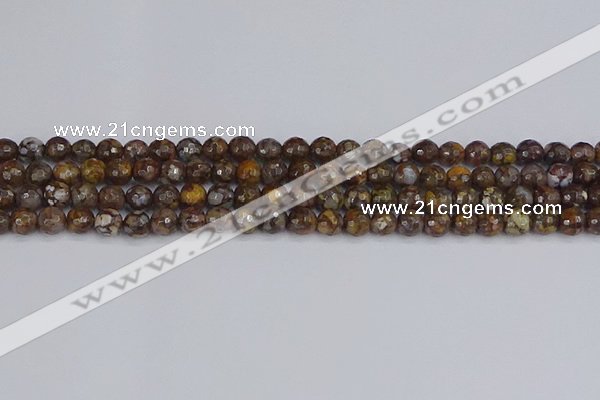 COP1387 15.5 inches 6mm faceted round fire lace opal beads