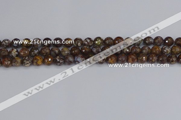 COP1388 15.5 inches 8mm faceted round fire lace opal beads