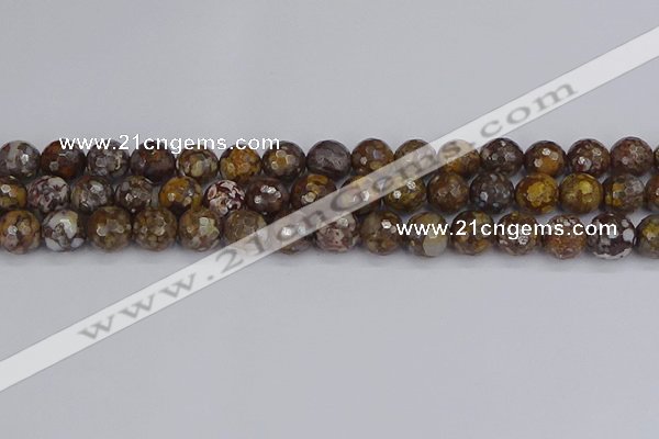 COP1389 15.5 inches 10mm faceted round fire lace opal beads