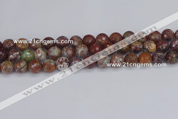 COP1397 15.5 inches 12mm faceted round African green opal beads