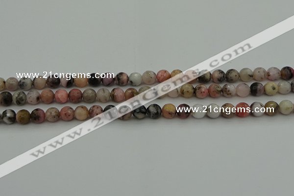 COP1412 15.5 inches 8mm faceted round natural pink opal gemstone beads