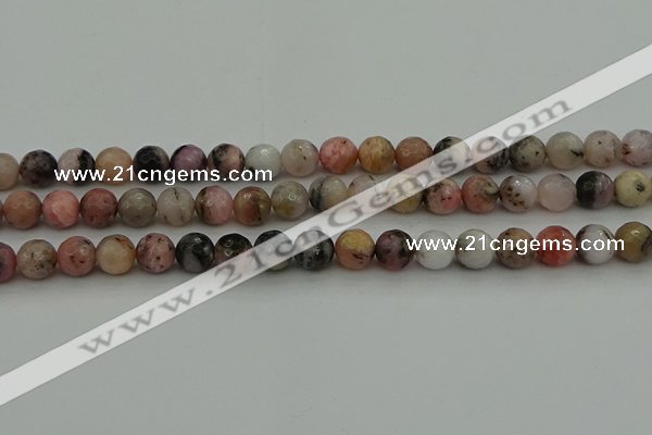 COP1414 15.5 inches 12mm faceted round natural pink opal gemstone beads