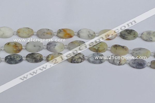 COP1432 15.5 inches 12*18mm oval white opal gemstone beads