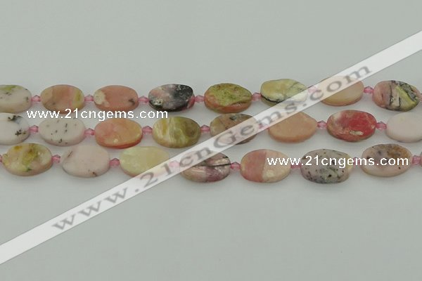 COP1437 15.5 inches 12*18mm oval natural pink opal gemstone beads