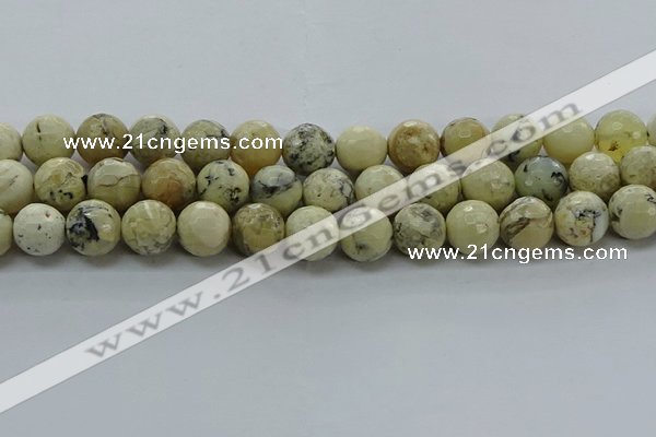 COP1474 15.5 inches 12mm faceted round African opal gemstone beads