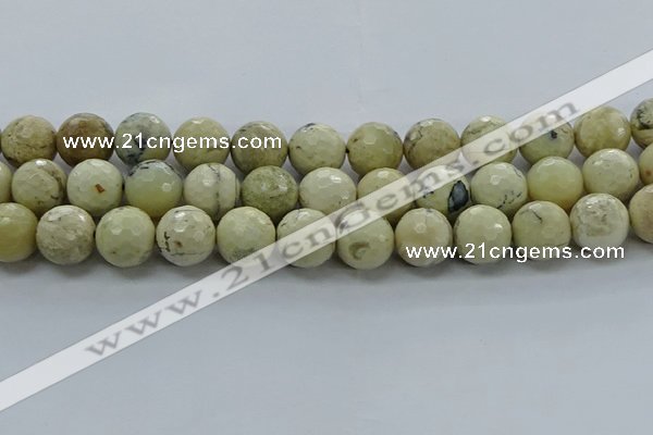 COP1475 15.5 inches 14mm faceted round African opal gemstone beads