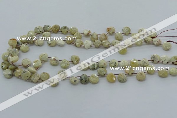 COP1482 15.5 inches 10*10mm briolette African opal gemstone beads