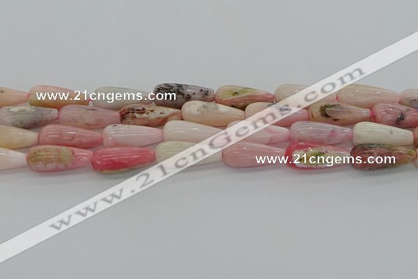 COP1490 15.5 inches 8*20mm teardrop natural pink opal beads