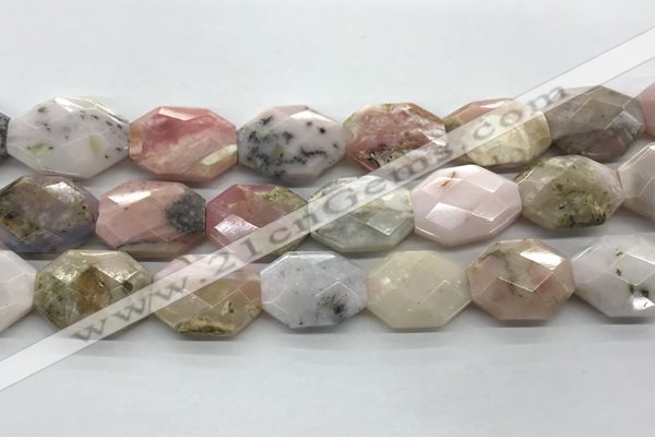 COP1496 18*25mm - 20*28mm faceted octagonal natural pink opal beads