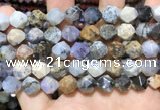 COP1519 15.5 inches 12mm faceted nuggets amethyst sage opal beads