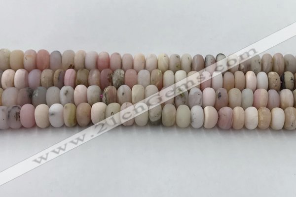 COP1547 15.5 inches 5*8mm rondelle matte natural pink opal beads