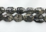 COP1552 30*40mm - 35*45mm faceted octagonal grey opal beads