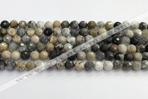 COP1610 15.5 inches 8mm faceted round moss opal beads