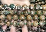 COP1645 15.5 inches 16mm faceted round green opal gemstone beads