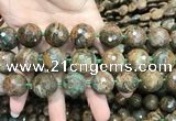 COP1646 15.5 inches 20mm faceted round green opal gemstone beads