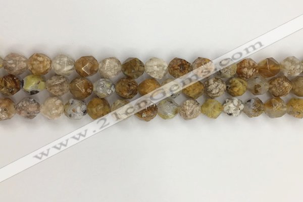 COP1675 15.5 inches 6mm faceted nuggets yellow opal gemstone beads