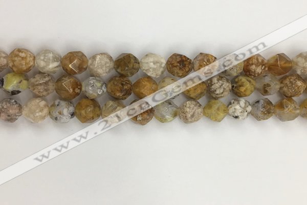 COP1677 15.5 inches 10mm faceted nuggets yellow opal gemstone beads