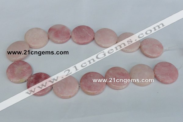 COP168 15.5 inches 30mm flat round pink opal gemstone beads