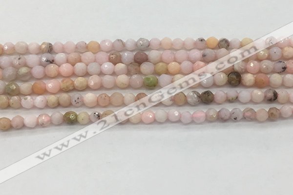 COP1710 15.5 inches 4mm faceted round natural pink opal beads