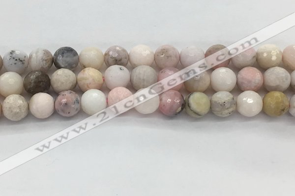 COP1713 15.5 inches 10mm faceted round natural pink opal beads