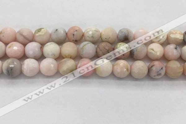 COP1714 15.5 inches 12mm faceted round natural pink opal beads