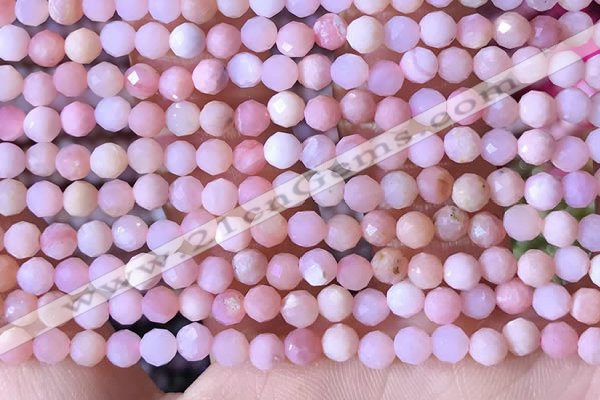 COP1740 15.5 inches 4mm faceted round natural pink opal beads