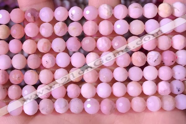 COP1743 15.5 inches 6mm - 7mm faceted round natural pink opal beads
