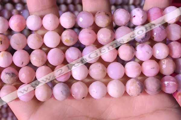 COP1744 15.5 inches 9mm faceted round natural pink opal beads