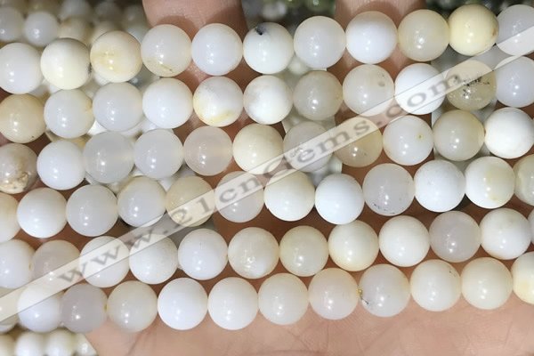 COP1755 15.5 inches 10mm round natural white opal gemstone beads