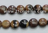 COP210 15.5 inches 10mm flat round natural brown opal gemstone beads