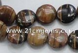 COP211 15.5 inches 14mm flat round natural brown opal gemstone beads