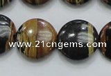 COP213 15.5 inches 20mm flat round natural brown opal gemstone beads