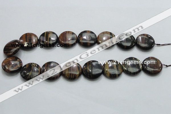 COP214 15.5 inches 25mm flat round natural brown opal gemstone beads