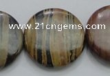 COP215 15.5 inches 30mm flat round natural brown opal gemstone beads