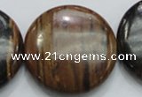 COP216 15.5 inches 35mm flat round natural brown opal gemstone beads