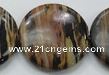 COP230 15.5 inches 40mm flat round natural brown opal gemstone beads