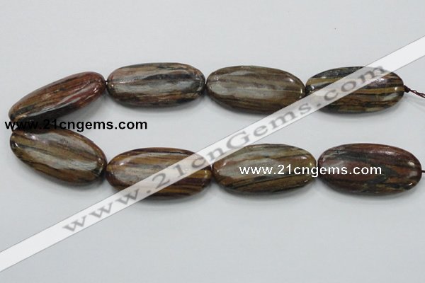 COP236 15.5 inches 25*50mm oval natural brown opal gemstone beads