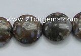 COP251 15.5 inches 20mm flat round natural grey opal gemstone beads