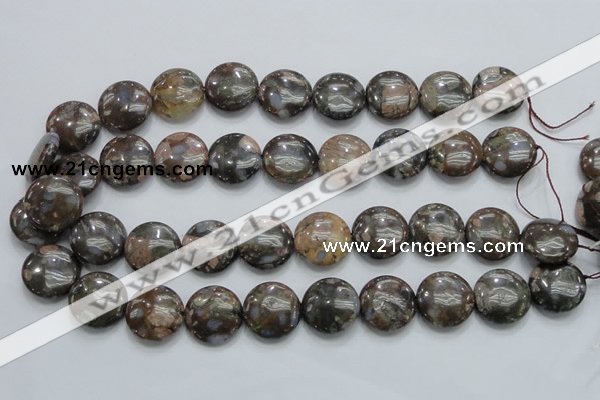 COP251 15.5 inches 20mm flat round natural grey opal gemstone beads