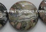 COP253 15.5 inches 40mm flat round natural grey opal gemstone beads