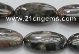 COP256 15.5 inches 15*30mm oval natural grey opal gemstone beads