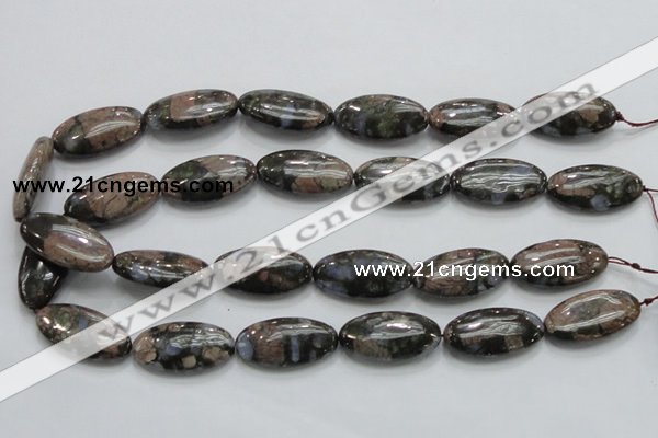 COP256 15.5 inches 15*30mm oval natural grey opal gemstone beads