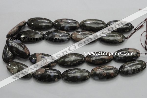 COP258 15.5 inches 20*40mm oval natural grey opal gemstone beads