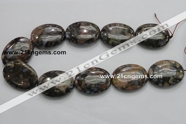 COP259 15.5 inches 30*40mm oval natural grey opal gemstone beads