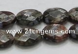 COP260 15.5 inches 13*18mm faceted oval natural grey opal beads