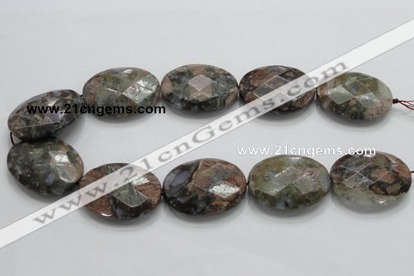 COP262 15.5 inches 30*40mm faceted oval natural grey opal beads