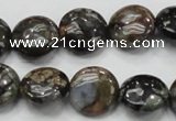 COP271 15.5 inches 16mm flat round natural grey opal gemstone beads