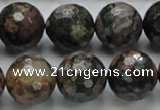 COP272 15.5 inches 20mm faceted round natural grey opal gemstone beads