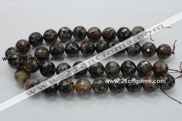 COP272 15.5 inches 20mm faceted round natural grey opal gemstone beads