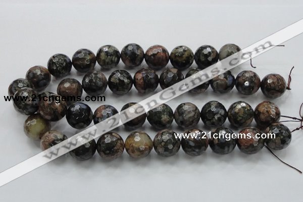 COP272 15.5 inches 20mm faceted round natural grey opal gemstone beads